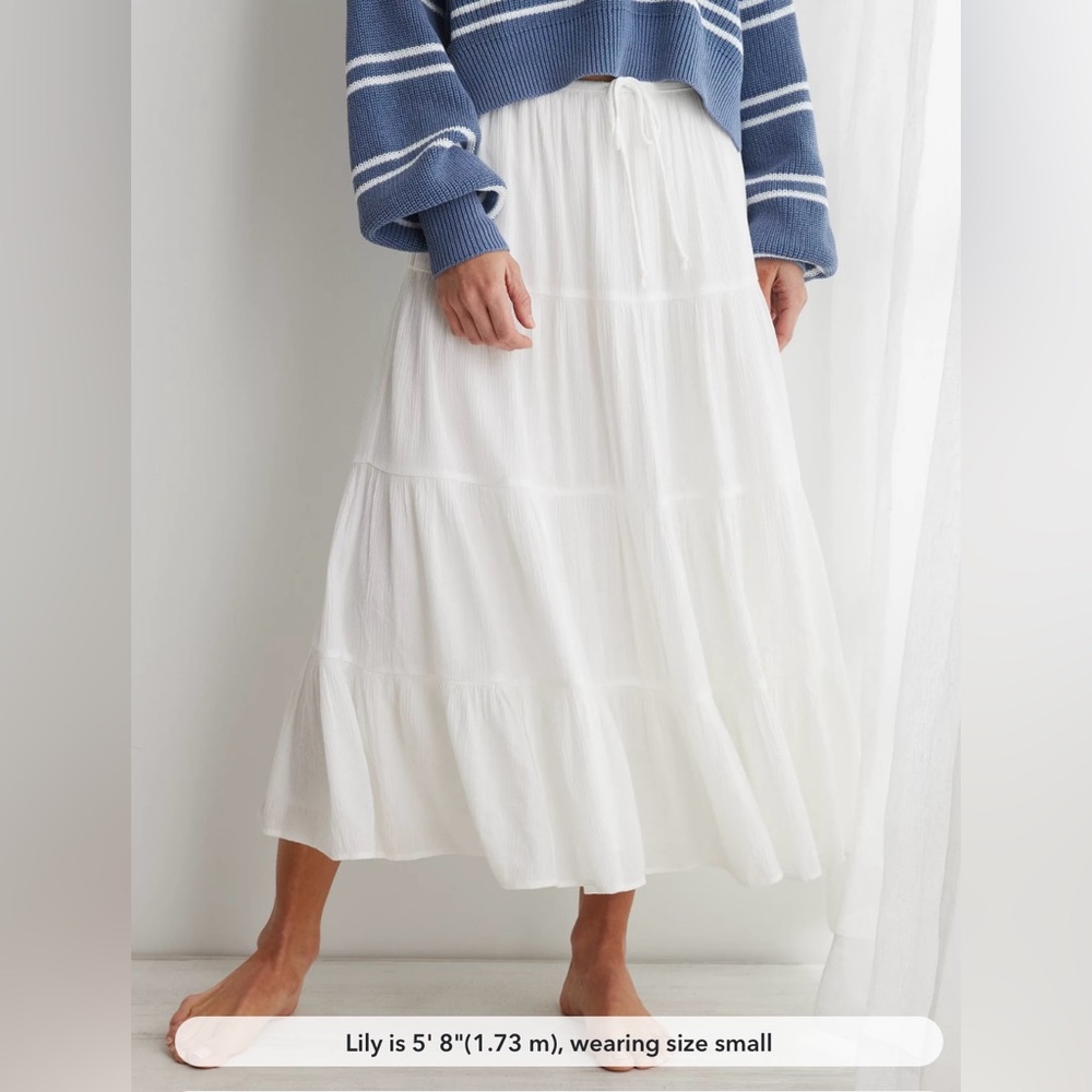 Aerie Beach Club Tiered Maxi Skirt